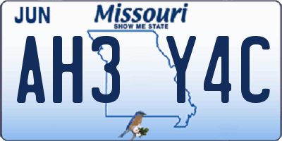 MO license plate AH3Y4C