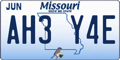 MO license plate AH3Y4E