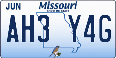 MO license plate AH3Y4G