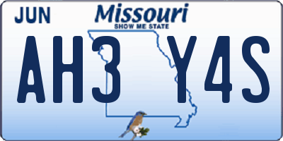 MO license plate AH3Y4S