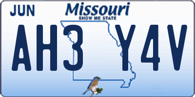 MO license plate AH3Y4V