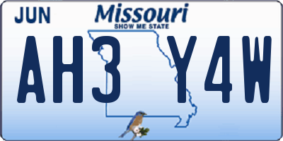 MO license plate AH3Y4W