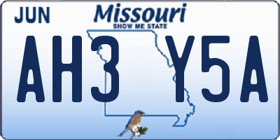 MO license plate AH3Y5A