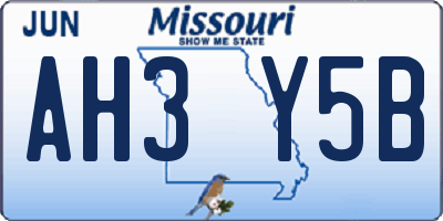 MO license plate AH3Y5B