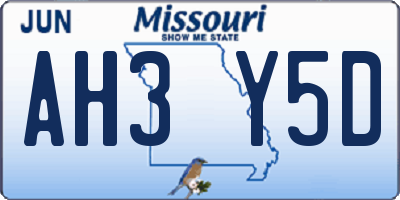 MO license plate AH3Y5D
