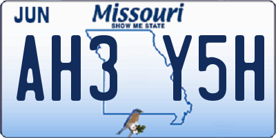MO license plate AH3Y5H