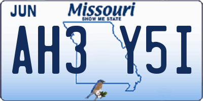 MO license plate AH3Y5I