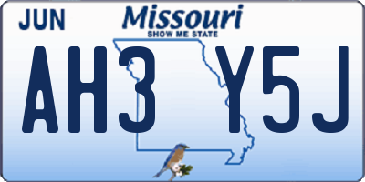 MO license plate AH3Y5J