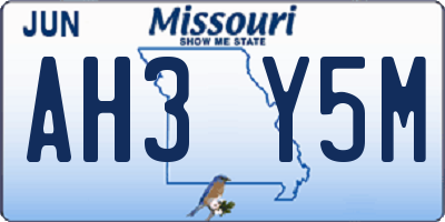 MO license plate AH3Y5M