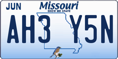 MO license plate AH3Y5N