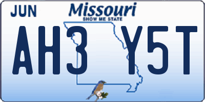 MO license plate AH3Y5T