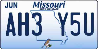 MO license plate AH3Y5U