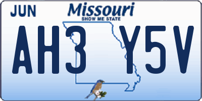 MO license plate AH3Y5V
