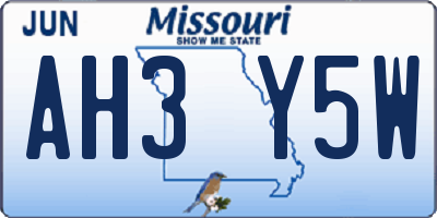 MO license plate AH3Y5W