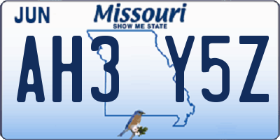 MO license plate AH3Y5Z