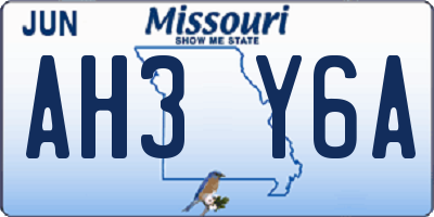 MO license plate AH3Y6A