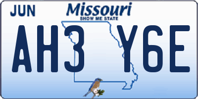 MO license plate AH3Y6E