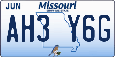 MO license plate AH3Y6G