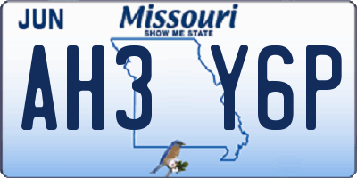 MO license plate AH3Y6P