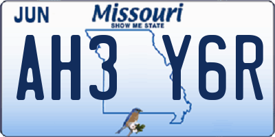 MO license plate AH3Y6R