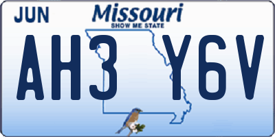 MO license plate AH3Y6V