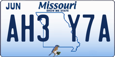 MO license plate AH3Y7A