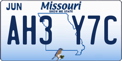 MO license plate AH3Y7C