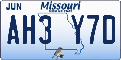 MO license plate AH3Y7D