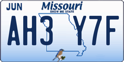 MO license plate AH3Y7F