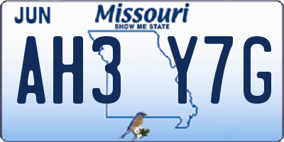 MO license plate AH3Y7G