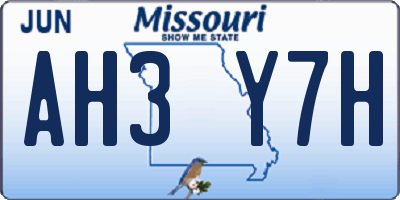 MO license plate AH3Y7H