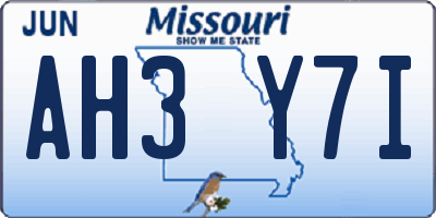 MO license plate AH3Y7I