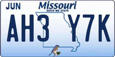 MO license plate AH3Y7K
