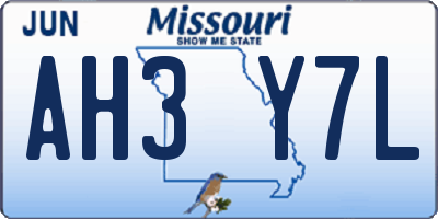 MO license plate AH3Y7L