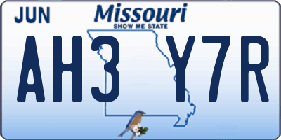 MO license plate AH3Y7R