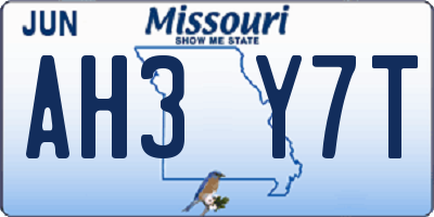 MO license plate AH3Y7T