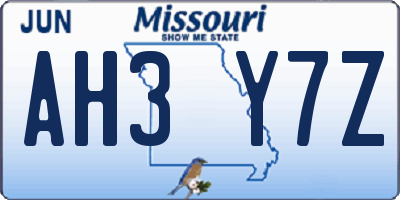 MO license plate AH3Y7Z