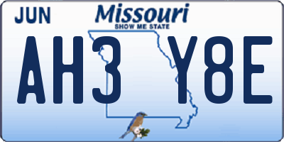 MO license plate AH3Y8E