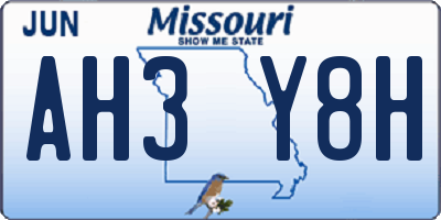MO license plate AH3Y8H
