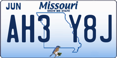MO license plate AH3Y8J