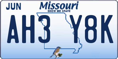 MO license plate AH3Y8K
