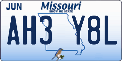 MO license plate AH3Y8L