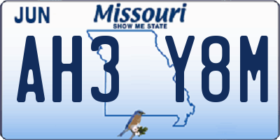 MO license plate AH3Y8M