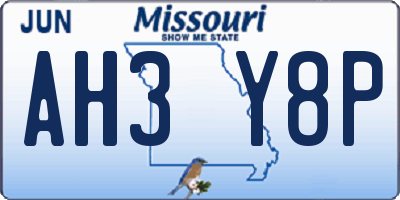 MO license plate AH3Y8P