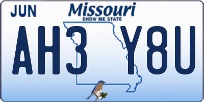 MO license plate AH3Y8U