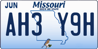 MO license plate AH3Y9H