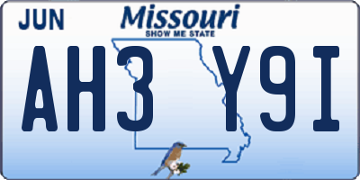 MO license plate AH3Y9I