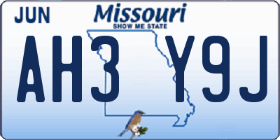 MO license plate AH3Y9J