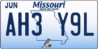MO license plate AH3Y9L