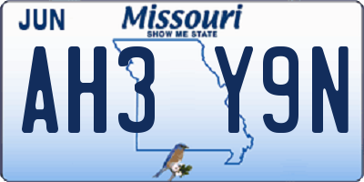MO license plate AH3Y9N
